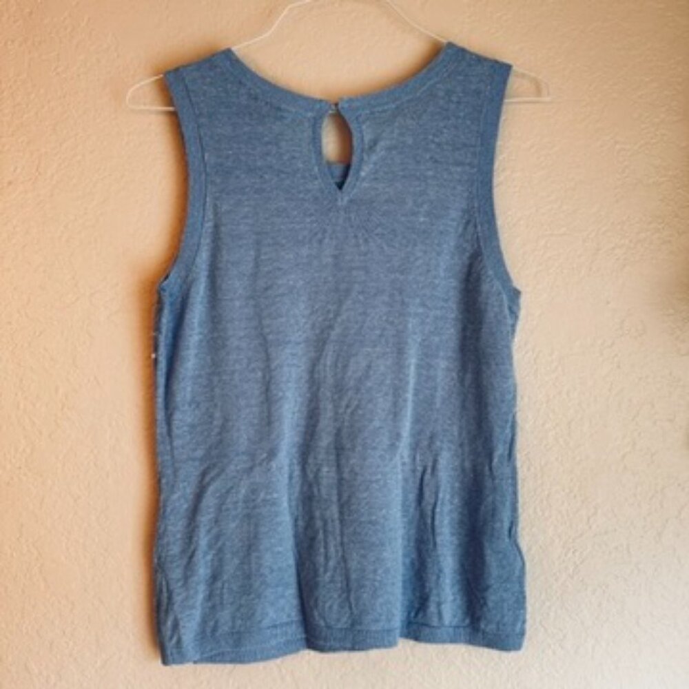 Tommy Bahama Blue Sleeveless Knit Top – Subtle Metallic Detail, Size M - Picture 2 of 3